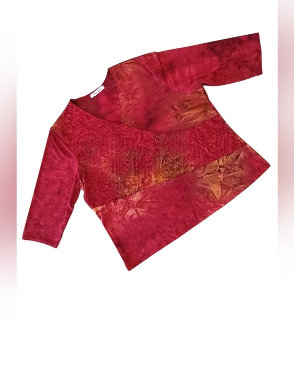 Only Nine Woman Red Top 3/4 Sleeve Blouse XL